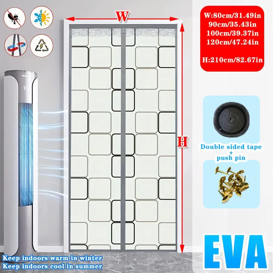EVA Magnetic Thermal Insulating Door Curtain, Single Piece, Simple And Stylish Windproof Self-closing Door Curtain, For Home Living Room And Bedroom