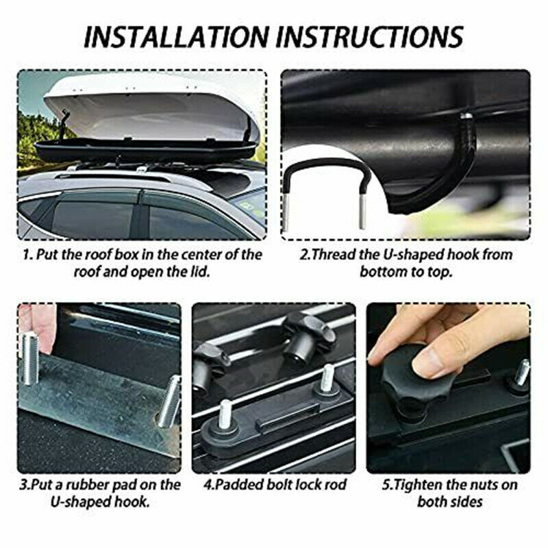 4PCS Stainless Universal Roof Box U-Bolt Clamps Car Van Mounting Fitting Kit — image 10