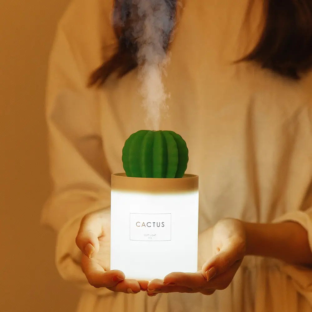 Air Humidifier Soft LED Light Cactus Ultrasonic