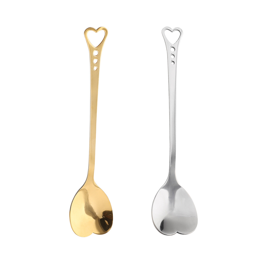 V Stainless Steel Love Spoon Hollow Heart-shaped