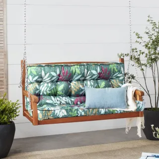 Outdoor Swing Cushions 70 Inch,Waterproof 4in Thick Porch Swing Cushion Replacement With Backrest And Ties,Comfortable 2-3 Seat Pation Swing Pad For Backyard,Garden,Lawn,Outdoor Fu