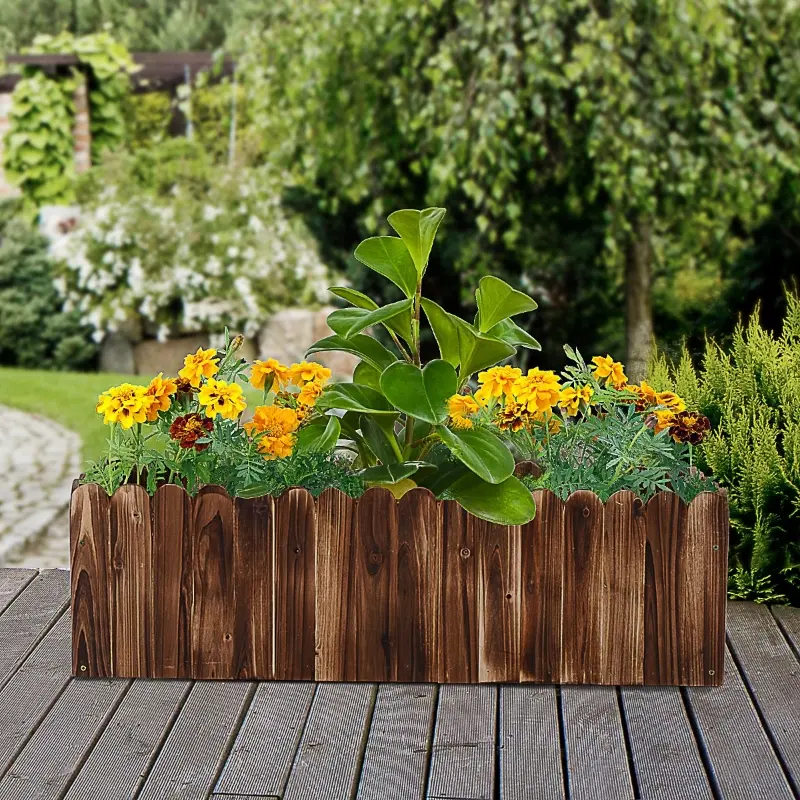 Jardinière surélevée avec bord festonné en bois – Image 6