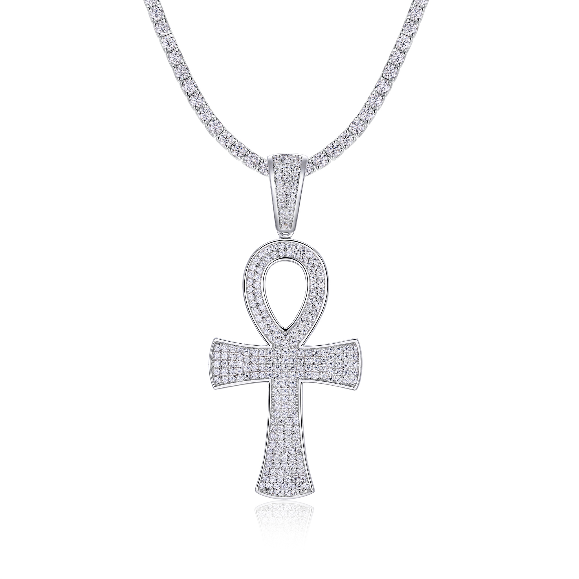 0.1ct Moissanite Necklace — Silver Platinum — 31056
