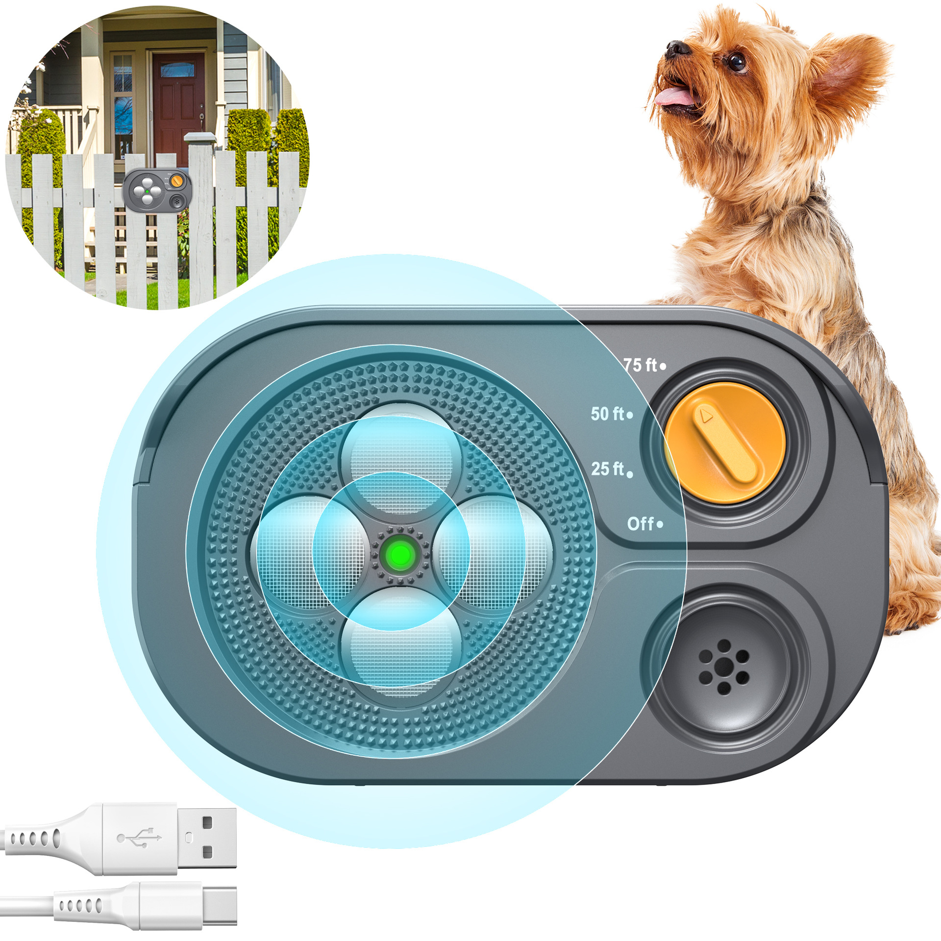 Anti Barking Device For Dogs, Bark Box Rechargeable Dog Bark Deterrent With Variable Ultra Frequency 6 Modes IP65 Waterproof Dog Silencer Stop Neighbors  Dogs From Barking Up To 75ft — foto 8