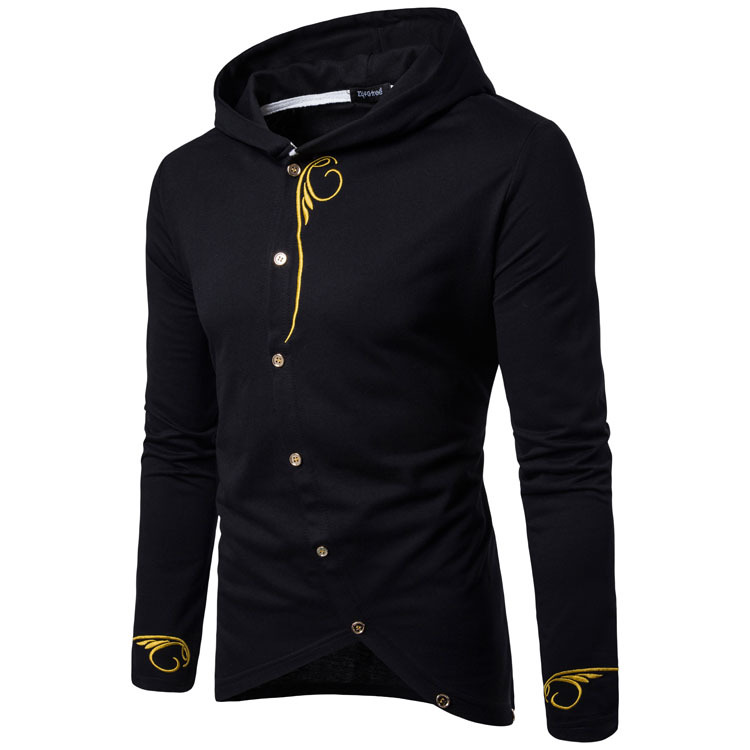 Men's Fashion Casual Diagonal Cardigan Hooded Sweatshirt