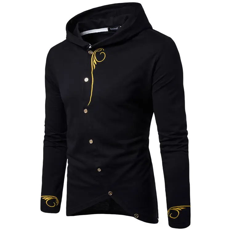 Men's Fashion Casual Diagonal Cardigan Hooded Sweatshirt