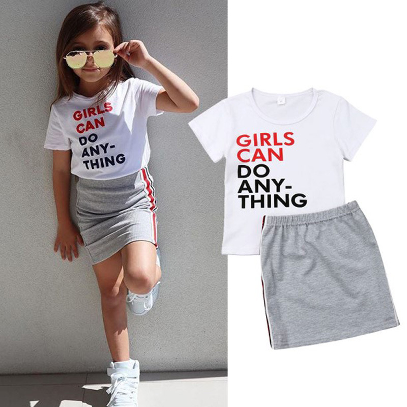 Girls Letter Short Sleeve T-Shirt Fashion Striped Pull Flower