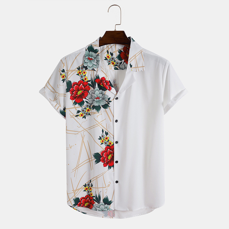 Title 7, Herrenmode Print Revers Kurzarm Top, lässiges H...