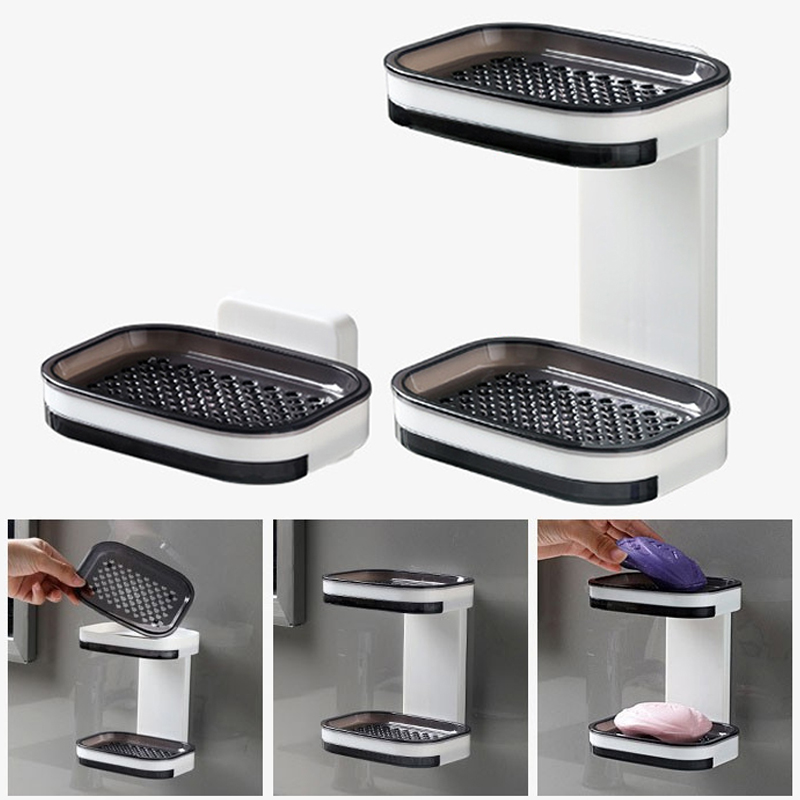 Wall Mount Self Draining Soap Dish NoDrilling Bar Soap
