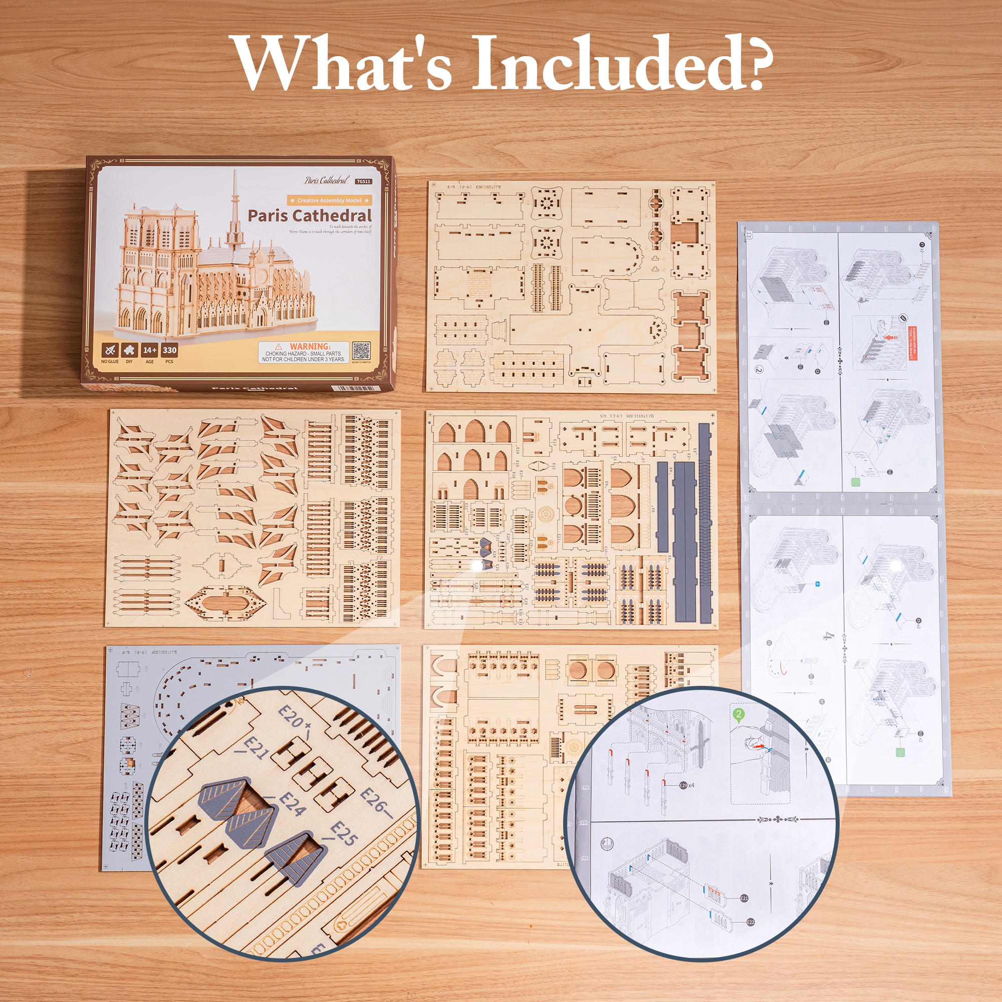 ROBOTIME 3D Puzzle Paris Cathedral, Wooden Model Kit For Adults To Build, DIY Toy Building Construction Craft Kits, Ideal For Christmas And Birthday Gift