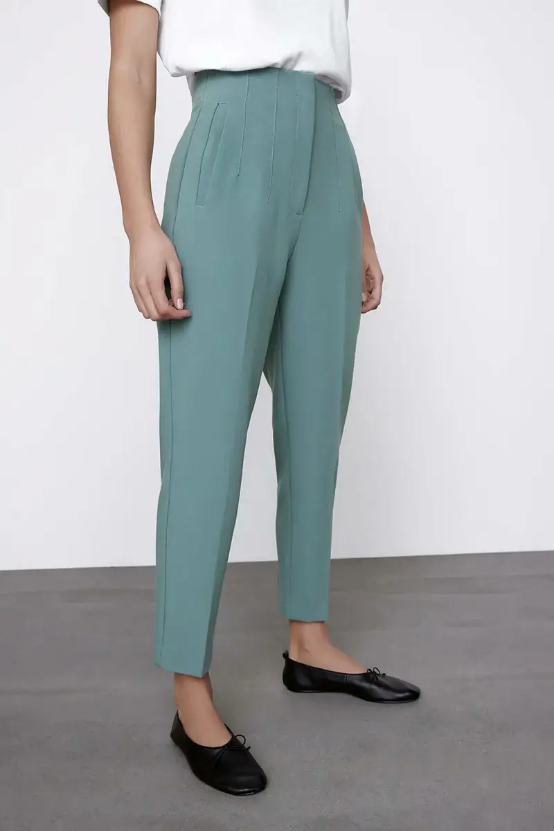 Fashionable High Waist Slim Fit Trousers