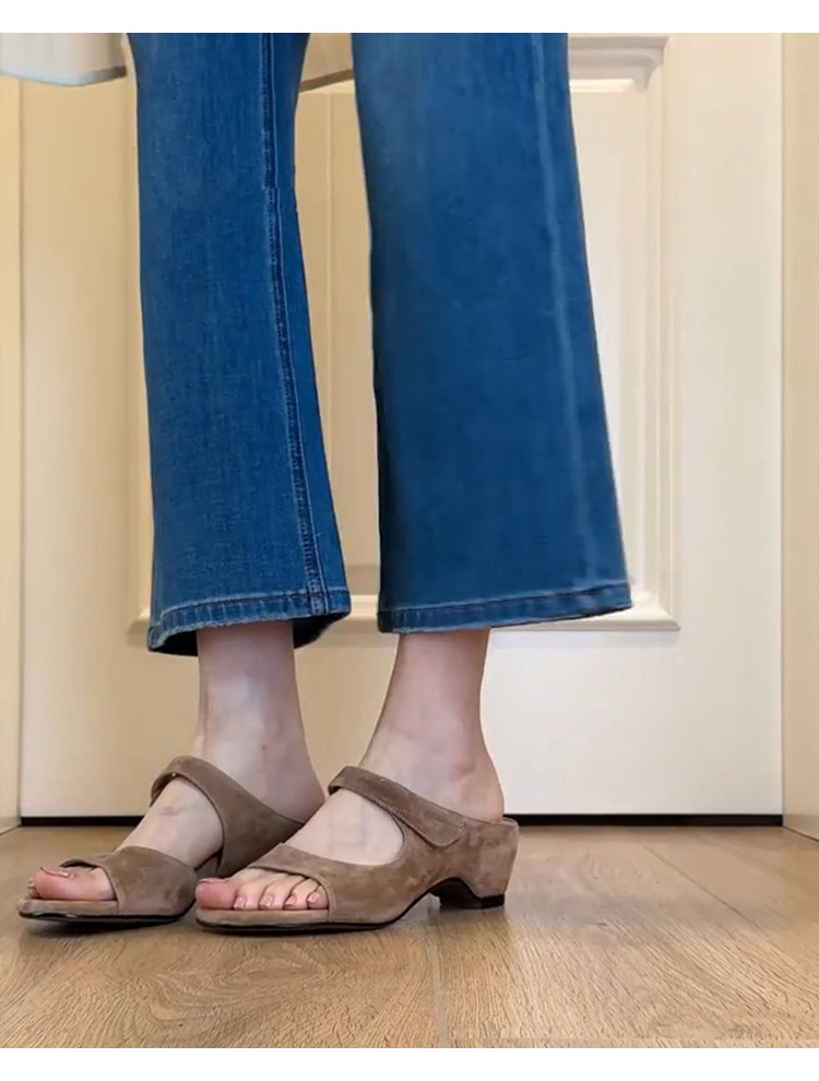 Sheepskin Texture Minimalist Stylish Comfort One-Strap Slide Sandals With Velcro, Elegant Commuter Wedge Platform Slides