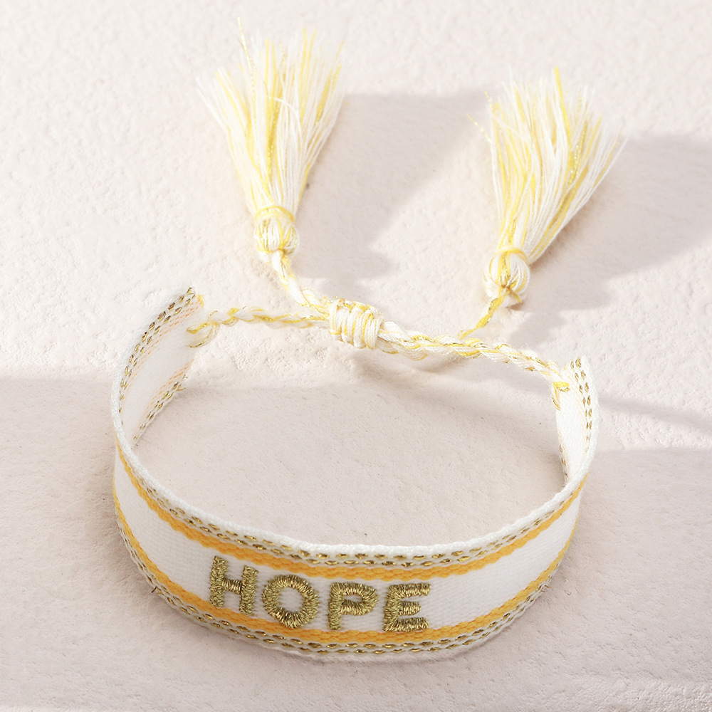 French Alphabet Embroidered Bracelet J'adore Wrist