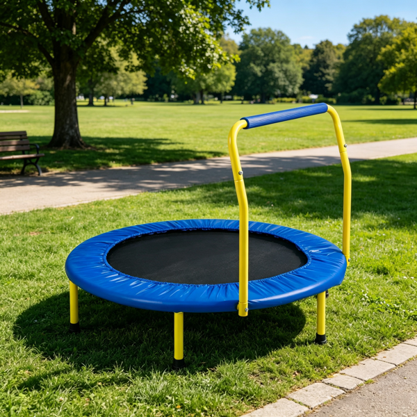 3FT Foldable Kids Trampoline With Foam Handle, 36inch Indoor Outdoor Mini Trampoline