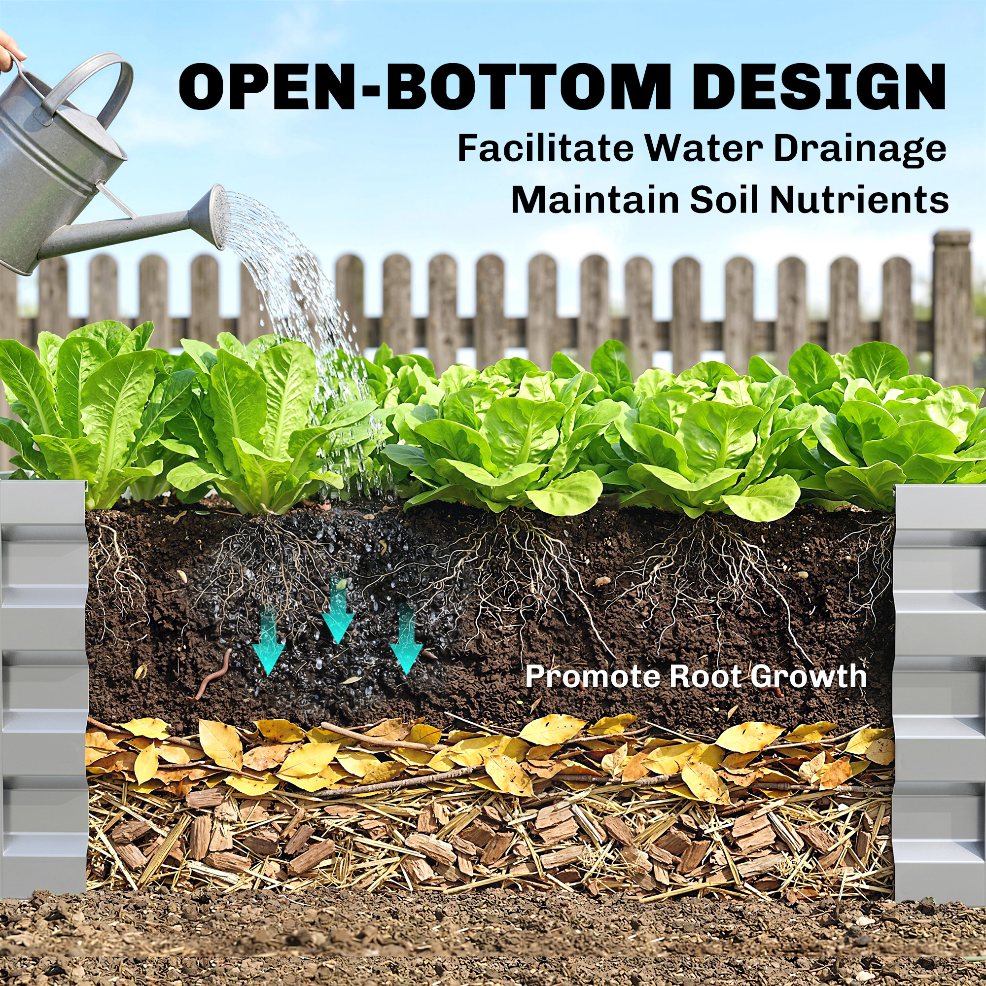 Square Elevated Garden Bed Box With Weather Resistant Steel Frame, Suitable — image 6