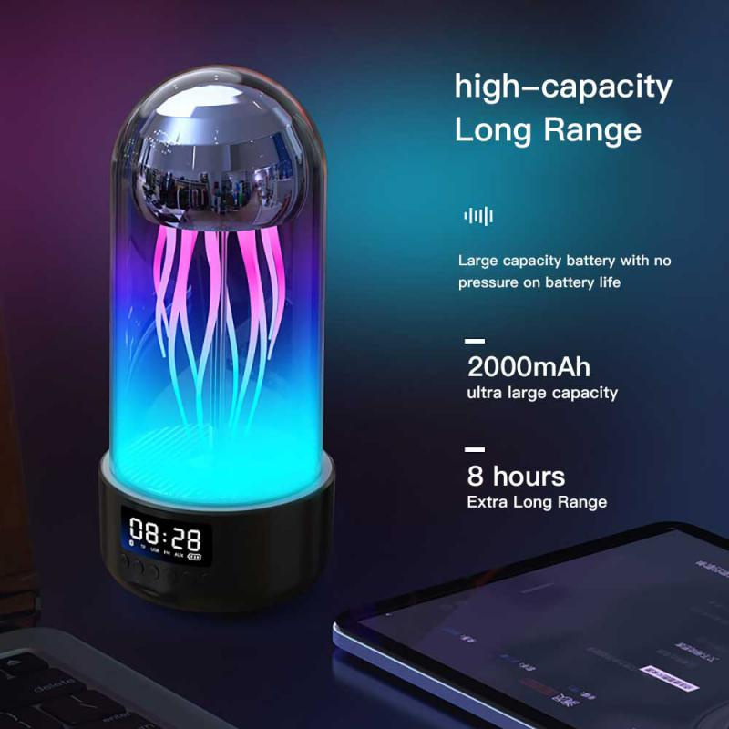 3in1 Colorful Jellyfish Lamp med Clock Luminous bærbar - Miniatyr 5