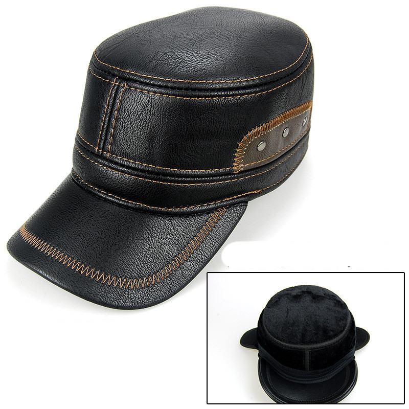Men's Fashion Casual Fleece-lined Leather Hat