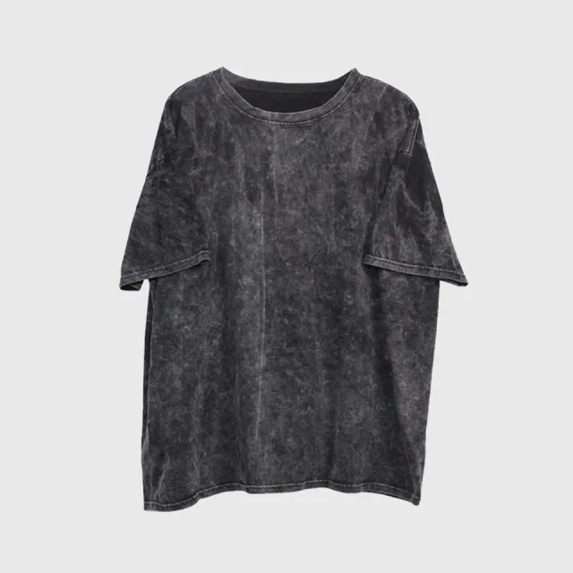 Washing And Distressing Loose And Thin Bottoming Short Sleeved T Shirt Women Grey - Shop at LoveMi