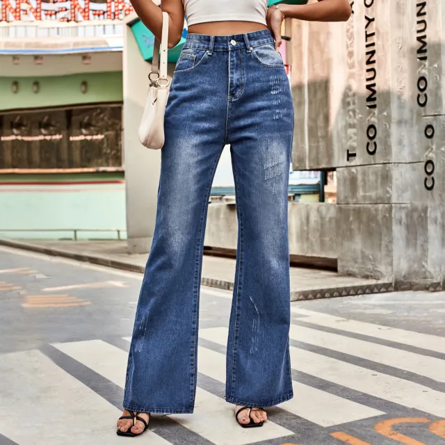 All match Mid waist Washed Skinny Denim Trousers Blue - Shop at LoveMi