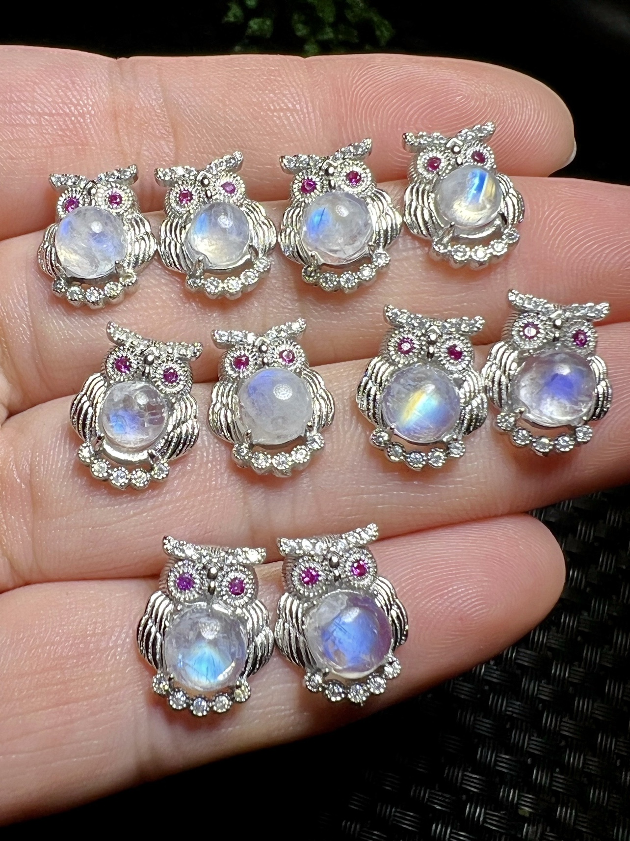 Natural Blue Moonlight Stone Earrings