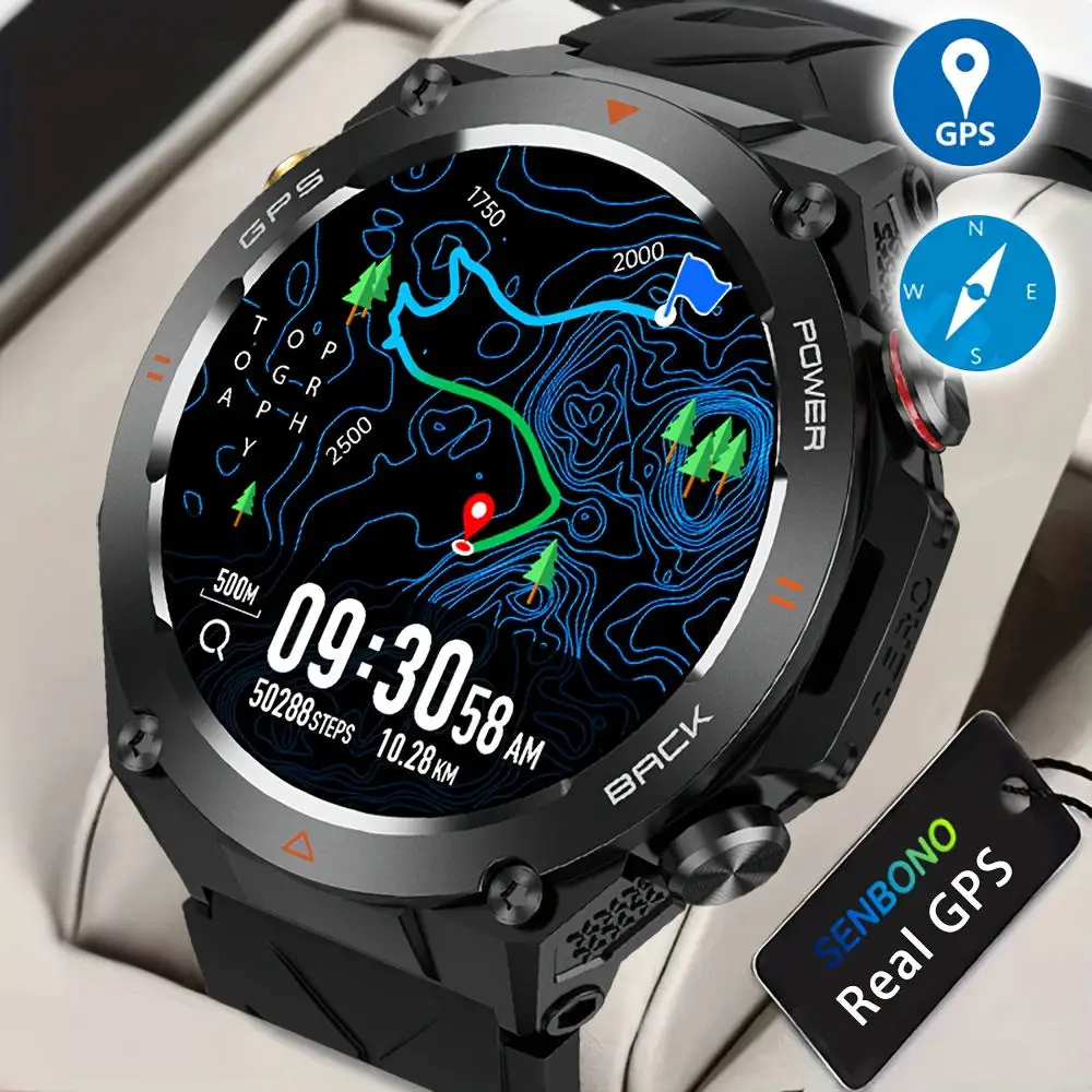 SENBONO GPS Smart Watch Men 1.45'' HD
