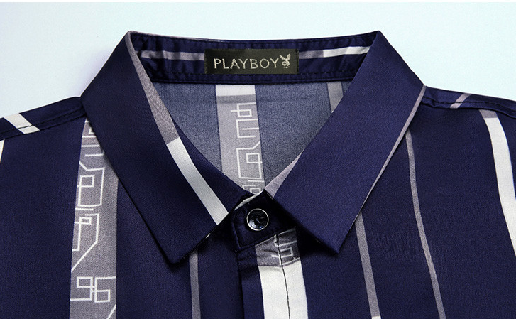 Spring And Autumn Striped  Silk Ironing Shirt Men's Long Sleeves