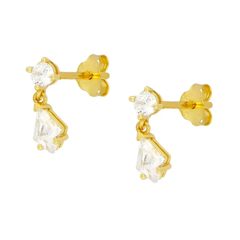 Silver Post Geometric Vintage Zirconia Stud Earrings
