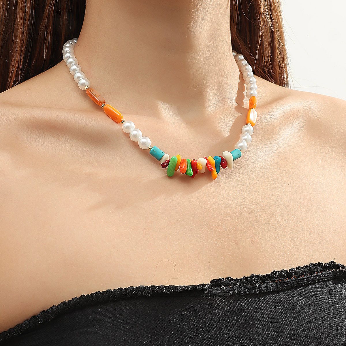 Title 6, Collar de cuentas de colores para mujer con dis...