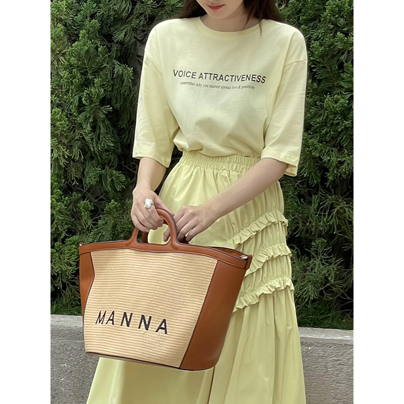 Fashion Versatile Inner Round Alphabet Print Collar Top