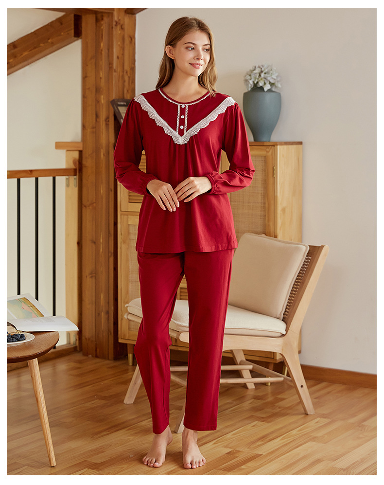 Title 16, Cotton Long-sleeved Trousers Lace Sweet Women