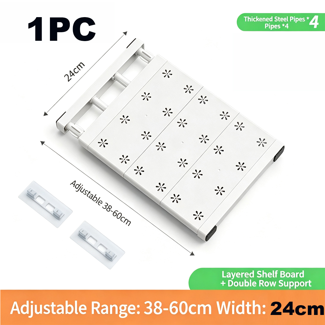 1 OR 2pcs Adjustable Extendable Closet Cupboard Storage Organizer Shelf Divider — image 9