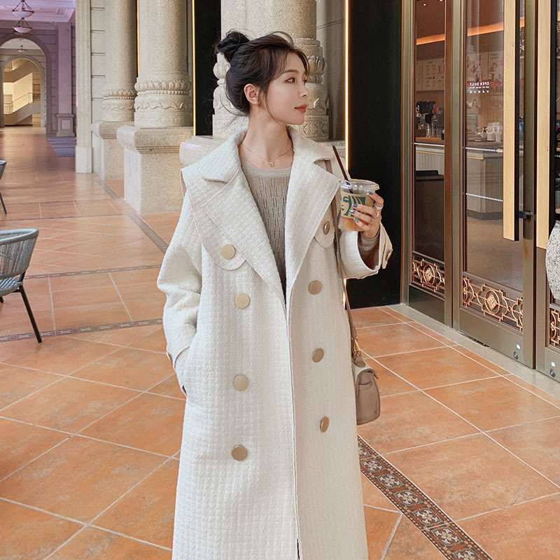 Winter New Loose Small Over-the-knee Woolen Coat