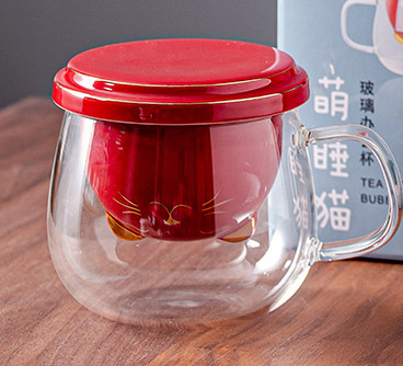 Creative Healing Mug With Lid Ceramic Mug Couple Water Cat Girl