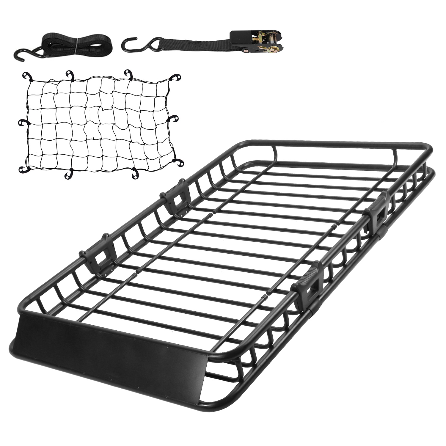 1Pc 63x39x6.3in Universal Roof Rack Cargo Carrier Car Top Luggage Holder Basket With Hook Strap Elastic Net — foto 13