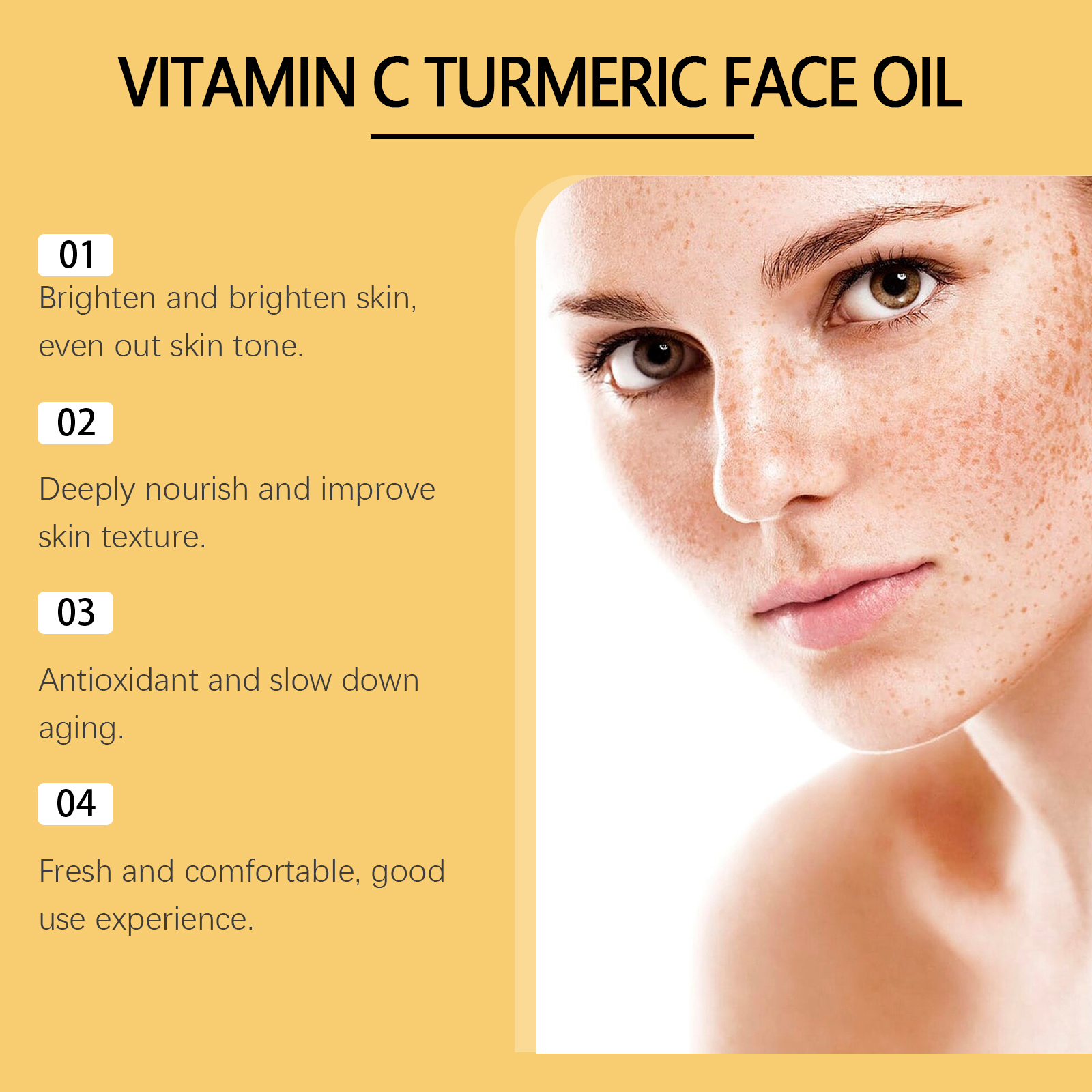 Vitamin C Turmeric Face Oil With Niacinamide & Rosemary Leaf Oil, Hydrating Brightening Facial Oil For Soothing Irritated Skin, Improve Skin Texture, 30ml — foto 4