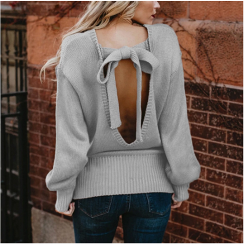 Title 6, European And American Sexy Bow Sweater Knitwear