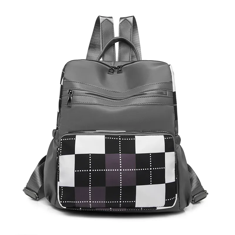Fashion Ladies Oxford Cloth Casual Backpack - Grey