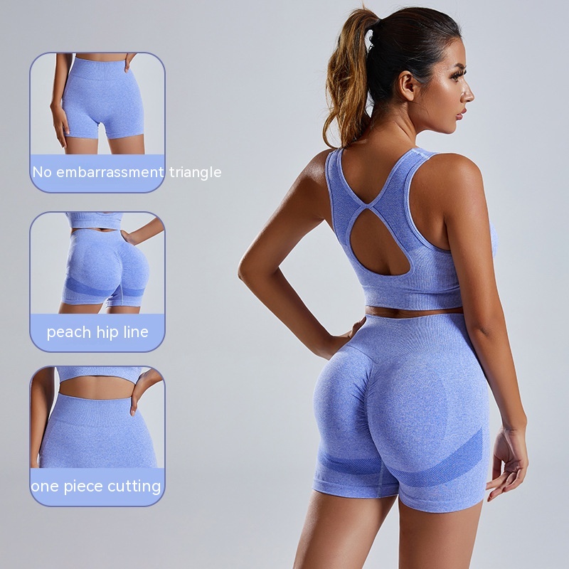 Title 5, Summer Seamless Knitted Exercise Yoga Clothes Suit