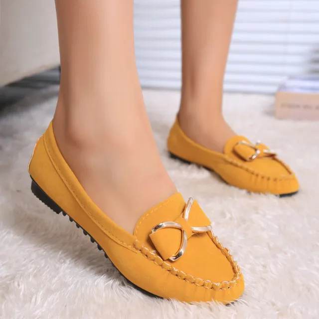 Fashion Bowknot Flats Shoes Women Casual Solid Loafers Cozy Shoes Yellow - Shop at LoveMi