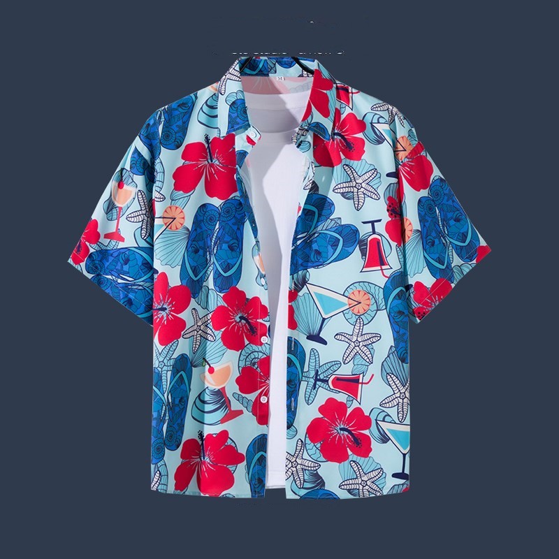 Title 5, Hawaiian Beach Flower Shirt Short Sleeve Mens ...