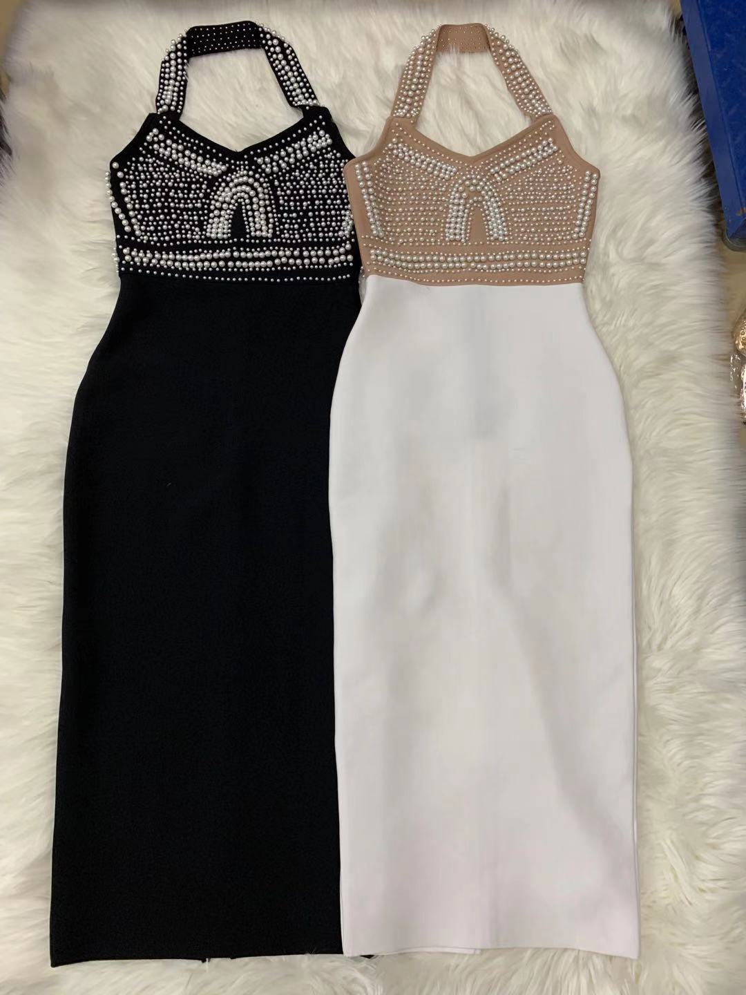 Beaded Halter Pencil Dress, picture 3 of 5