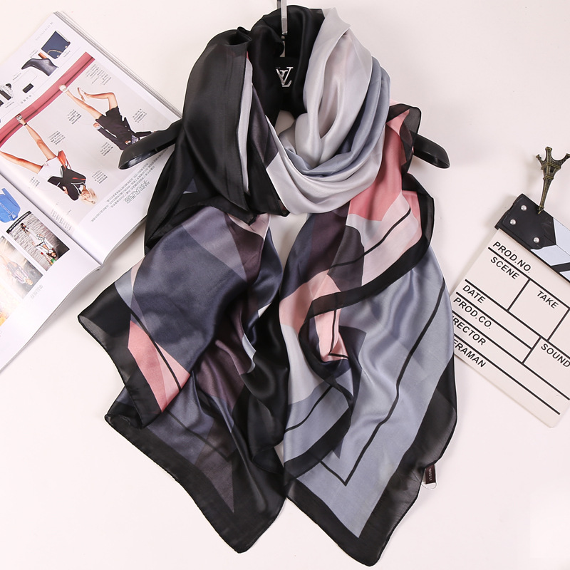 European And American Long Silk Ladies Scarf Color