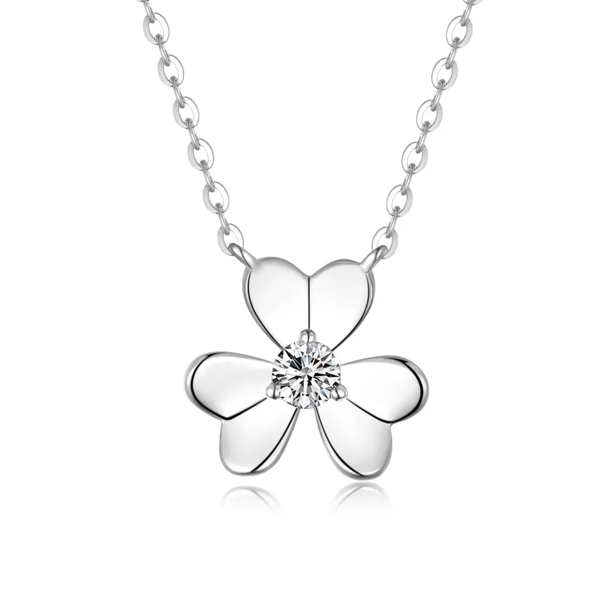 S925 Silver 2.3g Platinum Plated Moissanite Necklace