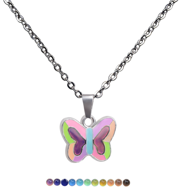 Ladies Vintage Court Gem Thermochromic Color Changing Pendant Necklace