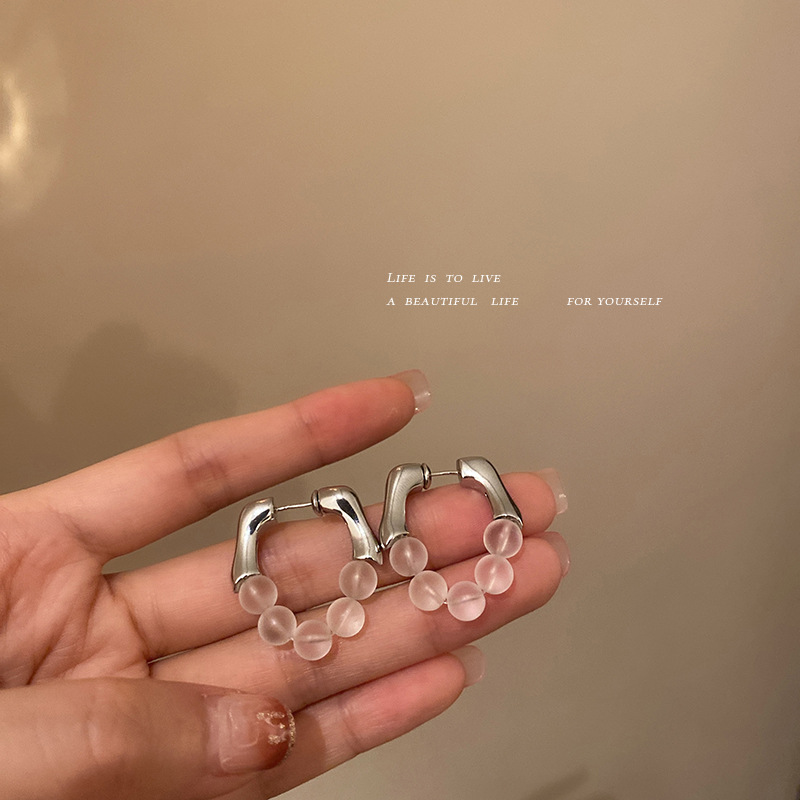 Korean Ins Wind Pearl Transparent Natural Stone Ears