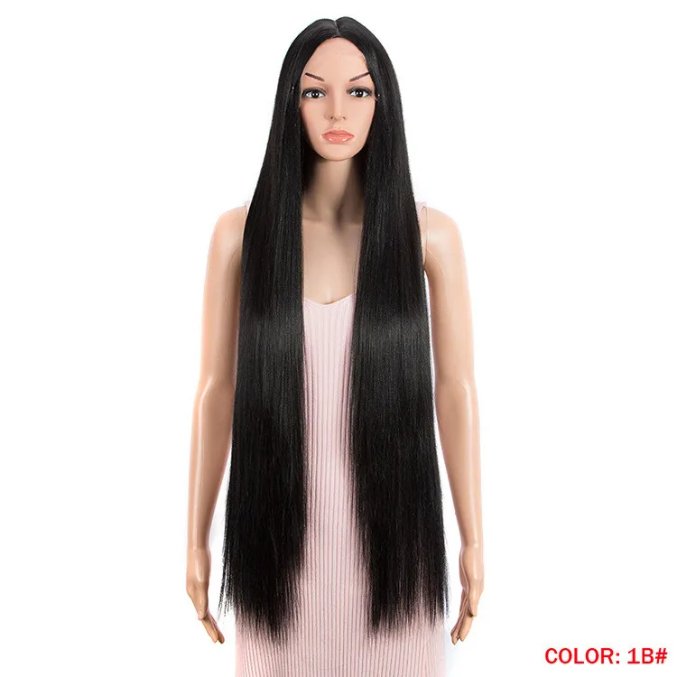 Long Straight Hair Synthetic Fiber Headgear - 1B