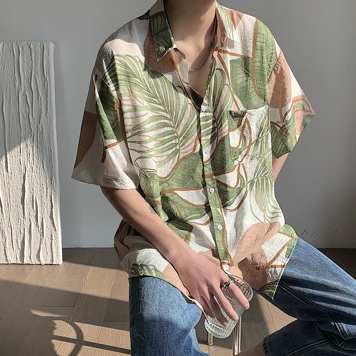 Title 5, Heren Lazy Korean Style Beach Shirt, losvallend...