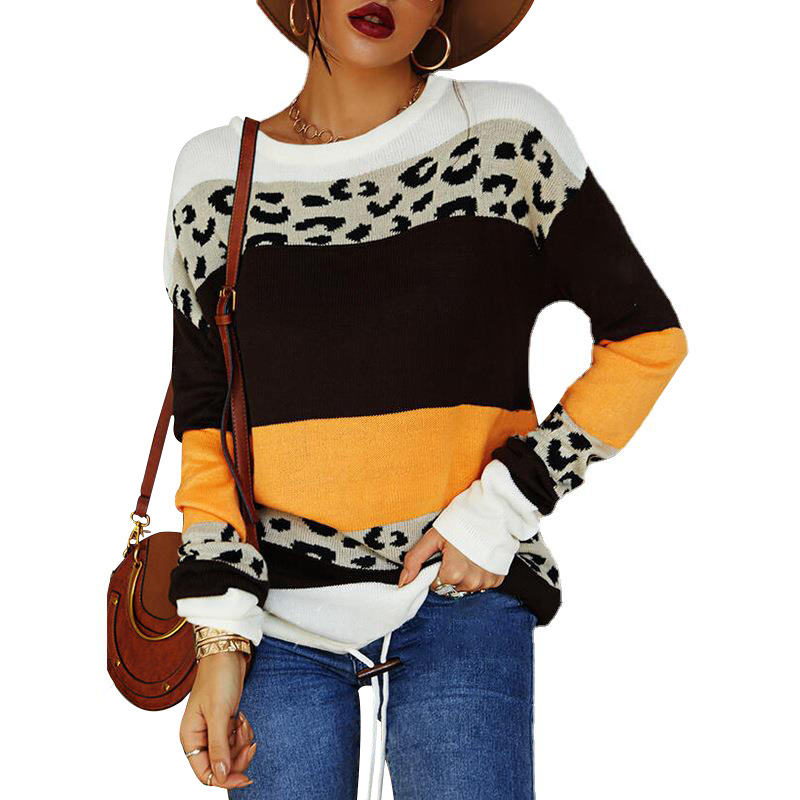 European And American Casual Long-Sleeved Round Neck Pullover Sweater