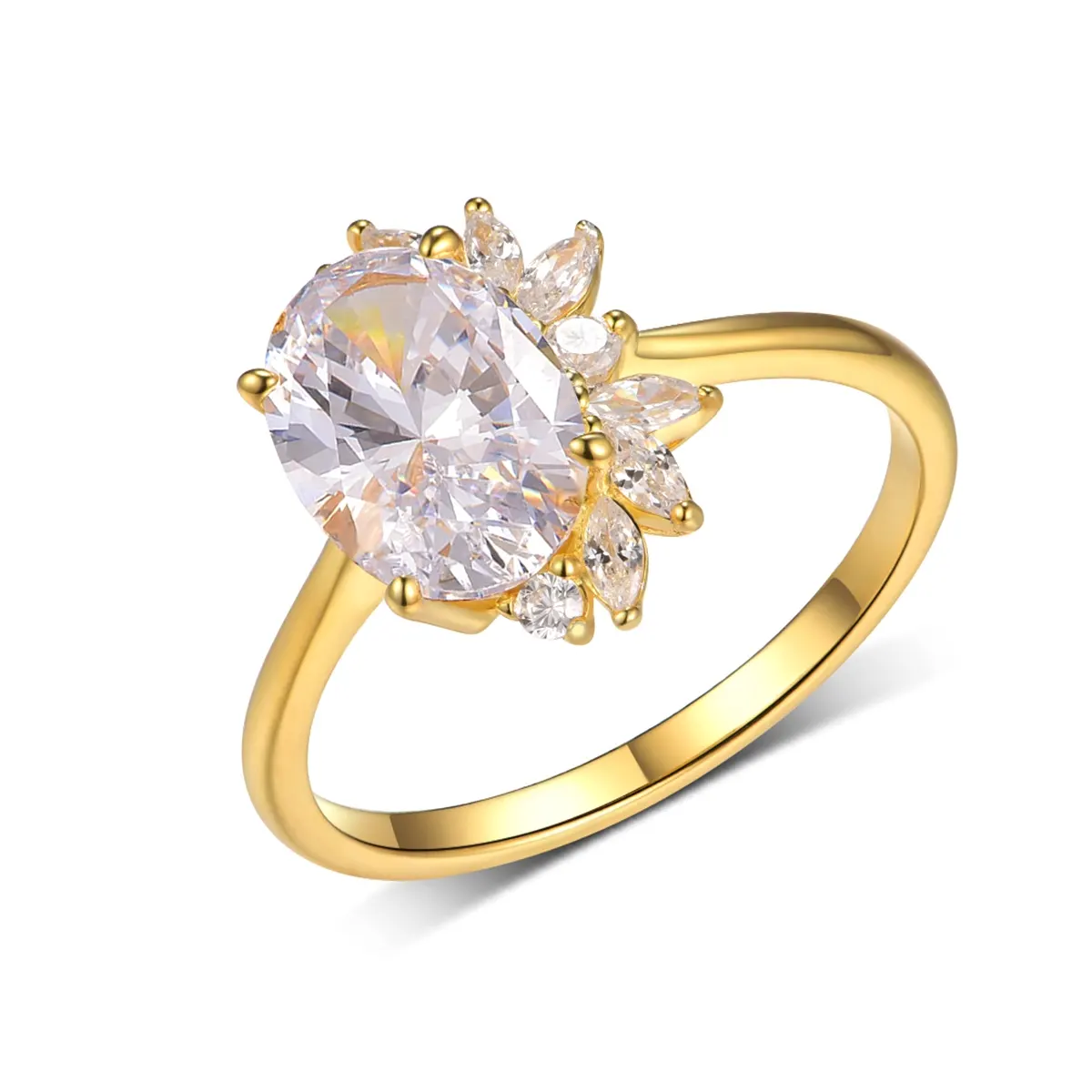 S925 Silver 2.8g Oval Moissanite Ring, 7x10mm