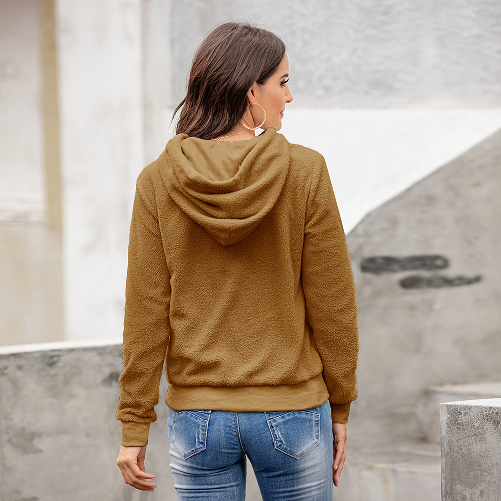 Lamb Fleece Casual Jacket Embroidered Plush Pullover Sweater Top Women